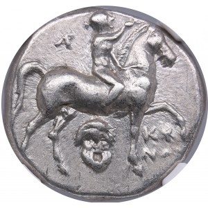 Calabria, Taras AR Didrachm or Nomos - c. 281-240 BC - NGC Ch XF