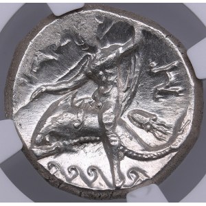 Calabria, Taras AR Didrachm or Nomos - c. 240-222 BC - NGC MS