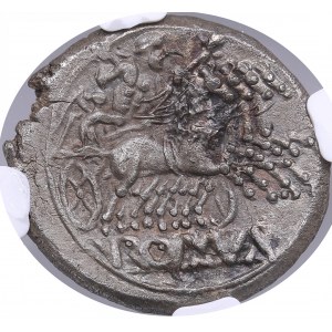 Roman Republic AR Didrachm (Quadrigatus) - Anonymous (c. 225-214 BC) - NGC AU