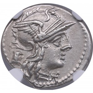 Roman Republic AR Denarius - M. Marcius Mn.f. (c. 134 BC) - NGC Ch XF