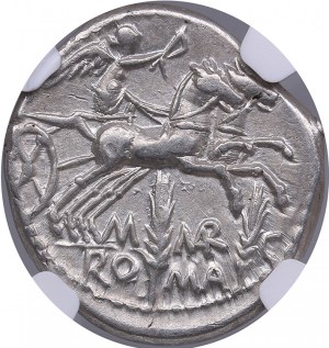 Roman Republic AR Denarius - M. Marcius Mn.f. (c. 134 BC) - NGC Ch XF