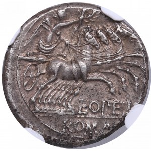 Roman Republic AR Denarius - L. Opelmius (c. 131 BC) - NGC Ch XF