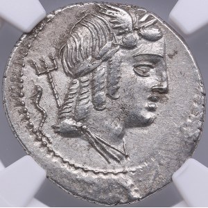 Roman Republic AR Denarius - L. Julius Bursio (c. 85 BC) - NGC AU