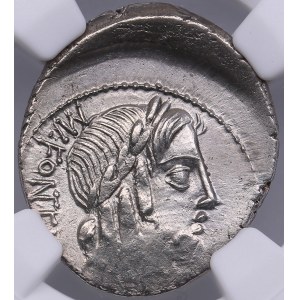 Roman Republic AR Denarius - Mn. Fonteius C.f. (c. 85 BC) - NGC Ch AU