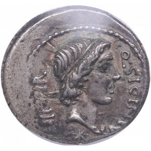 Roman Imperatorial AR Denarius - Q. Sicinius & C. Coponius (c. 49 BC) - NGC Ch XF