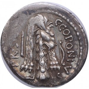 Roman Imperatorial AR Denarius - Q. Sicinius & C. Coponius (c. 49 BC) - NGC Ch XF