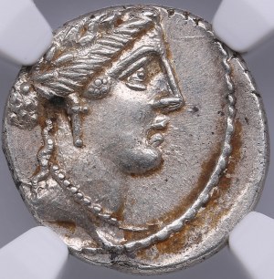 Roman Imperatorial AR Denarius - L. Hostilius Saserna (48 BC) - NGC MS