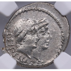 Roman Imperatorial AR Denarius - C. Antius C.f. Restio (c. 47 BC) - NGC Ch XF
