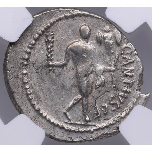 Roman Imperatorial AR Denarius - C. Antius C.f. Restio (c. 47 BC) - NGC Ch XF