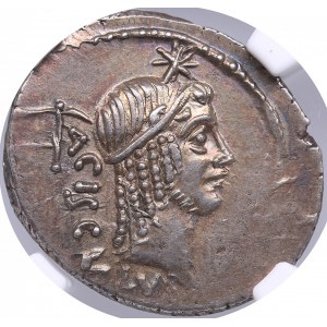 Roman Imperatorial AR Denarius - L. Valerius Acisculus (45 BC) - NGC AU