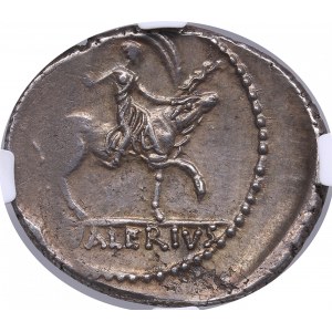 Roman Imperatorial AR Denarius - L. Valerius Acisculus (45 BC) - NGC AU