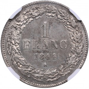 Belgium 1 Franc 1844 - NGC MS 62