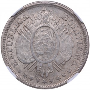 Bolivila 50 Centavos 1891 PTS-CB - without weight - NGC MS 61