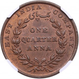 India, East India Company 1/4 Anna 1835 - NGC MS 64 BN