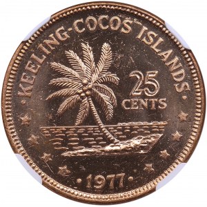 Keeling Cocos Islands 25 Cents 1977 - NGC MS 64 RD