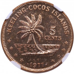 Keeling Cocos Islands 5 Cents 1977 - NGC MS 64 RD