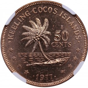Keeling Cocos Islands 50 Cents 1977 - NGC MS 64 RD