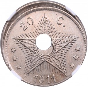 Belgian Congo 20 Centimes 1911 - NGC MINT ERROR MS 63