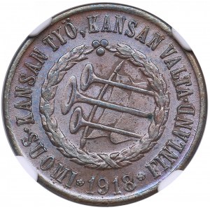 Finland 5 Penniä 1918 - Civil war - Knot centered - NGC MS 63 BN