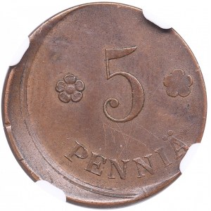Finland 5 Penniä 1918 - Republic - NGC MINT ERROR AU DETAILS