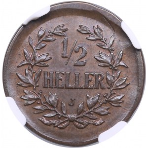 German East Africa 1/2 Heller 1905 J - NGC MINT ERROR MS 63 BN