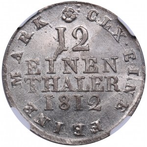 Germany, Saxony 1/12 Taler 1812 SGH - NGC MS 63