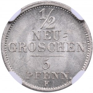 Germany, Saxony 1/2 Neugroschen - 5 Pfennig 1852 F - NGC MS 66