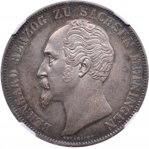 Germany, Saxe-Meiningen 2 Gulden 1854 - Bernhard II - NGC AU 58