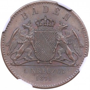 Germany, Baden-Victory 1 Kreuzer 1871 - NGC MS 64 BN