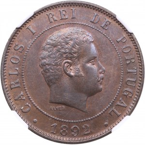 Portugal 20 Reis 1892 - NGC MS 64 BN