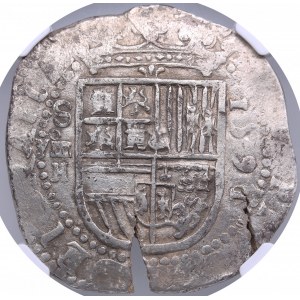 Spain, Sevilla (H) 8 Reales 1591/0 - NGC AU 55