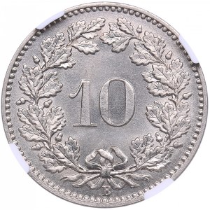Switzerland 10 Rappen 1881 B - NGC MS 65