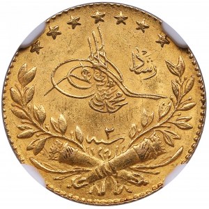 Turkey 25 Kurush (Piastres) AH 1327//2 / 1910 AD - Mohammed V (1909-1918) - NGC MS 64