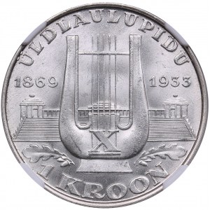 Estonia 1 Kroon 1933 - 10th Singing Festival - NGC MS 65