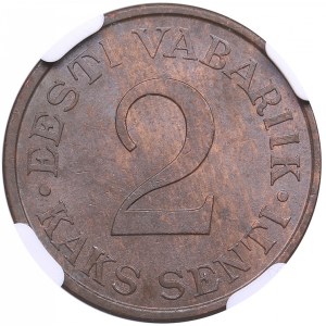 Estonia 2 Senti 1934 - NGC MS 63 BN