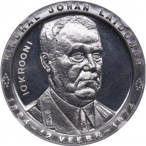 Estonia 10 Krooni 1974 Exile fantasy coinage - General Johan Laidoner - NGC MS 62
