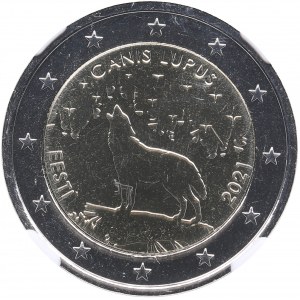 Estonia 2 Euro 2021 - Canis Lupus - NGC MS 66 DPL