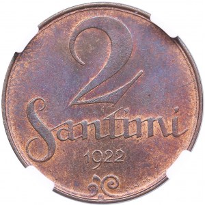 Latvia 2 Santimi 1922 - NGC MS 65 RB