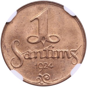 Latvia 1 Santims 1924 - NGC MS 65 RD