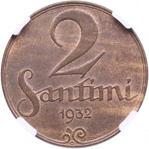 Latvia 2 Santimi 1932 - NGC MS 64 BN