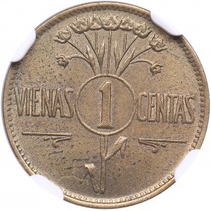 Lithuania 1 Centas 1925 - NGC MS 63