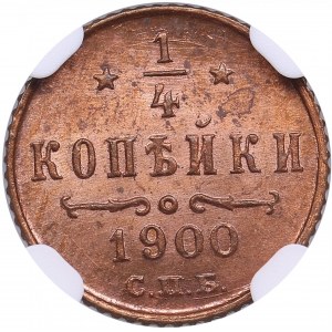 Russia 1/4 Kopeck 1900 СПБ - NGC MS 64 RD