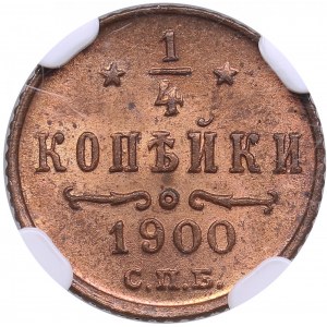 Russia 1/4 Kopecks 1900 СПБ - NGC MS 63 RB