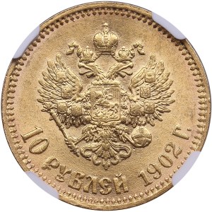 Russia 10 Roubles 1902 AP - NGC MS 63