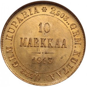 Finland, Russia 10 Markkaa 1913 S - NGC MS 65