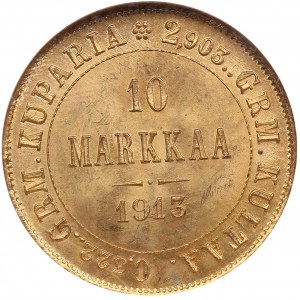 Finland, Russia 10 Markkaa 1913 S - NGC MS 66