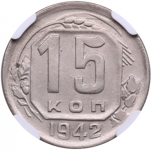 Russia, USSR 15 Kopecks 1942 - NGC UNC DETAILS