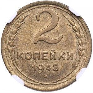 Russia, USSR 2 Kopecks 1948 - NGC MS 64