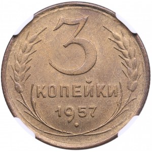 Russia, USSR 3 Kopecks 1957 - NGC MS 66