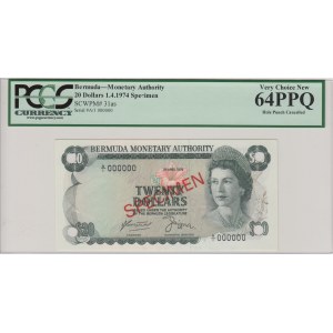Bermuda 20 Dollars 1974 - Specimen - PCGS 64 PPQ Very Choice New
